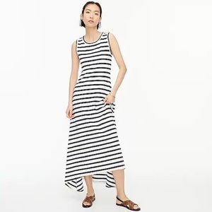 J. Crew Black and White Striped High Low Dress